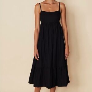 Faithfull The Brand Midi Candace Back Tie Dress Size US 6 M Black